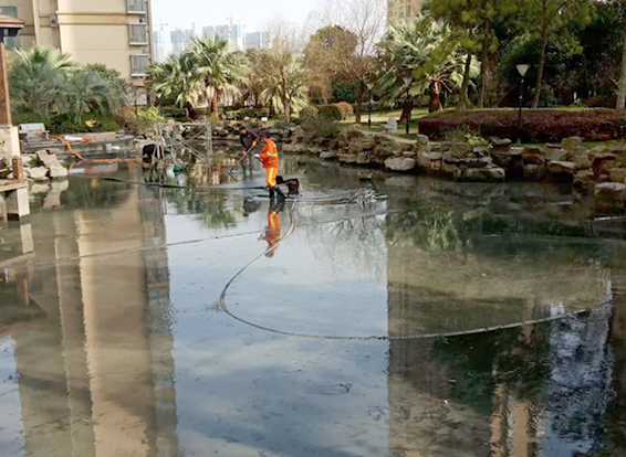 稷山景观池淤泥清理